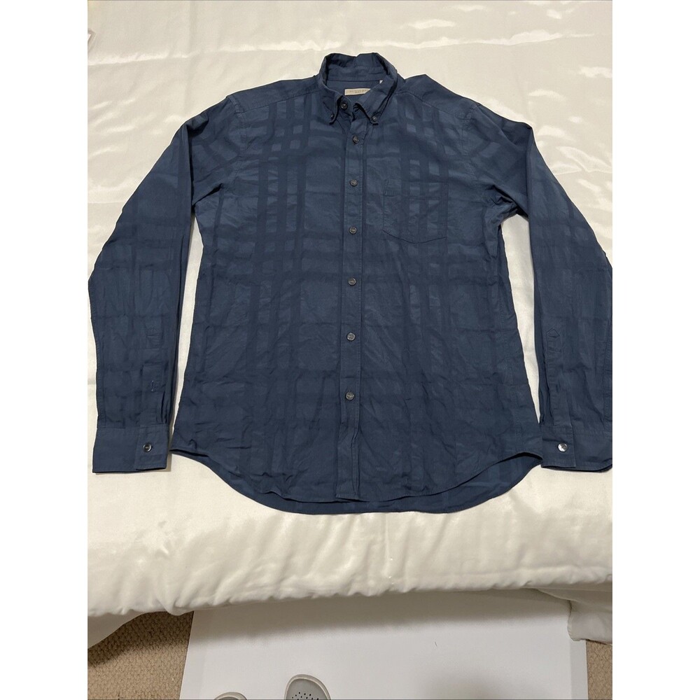 Burberry Brit Shirt Plaid Button Down Long Sleeve 2-tone Blue Size M Cotton Prep